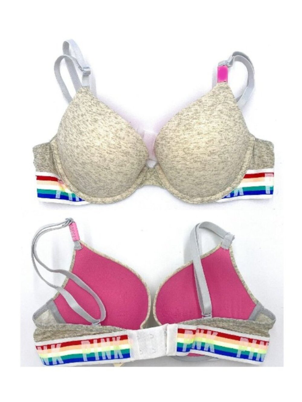 Victoria's Secret Pink Women's Wear Everywhere Push Up Rainbow Bra Size 32DD - Picture 3 of 12